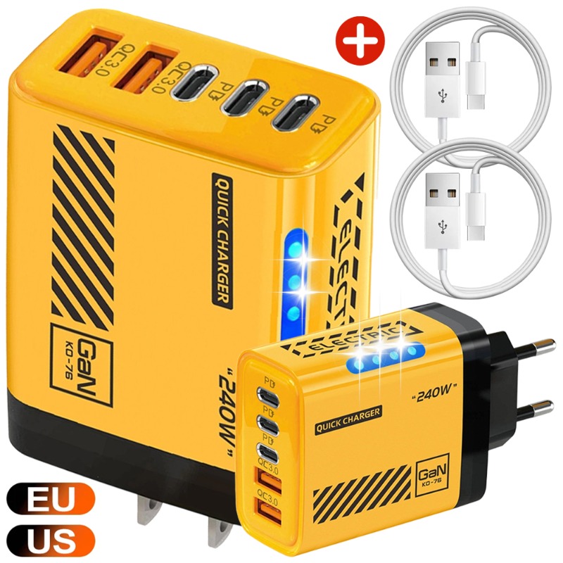Phone Accessories Wholesale - 240W QC3.0 PD 5-poorts GaN snellader