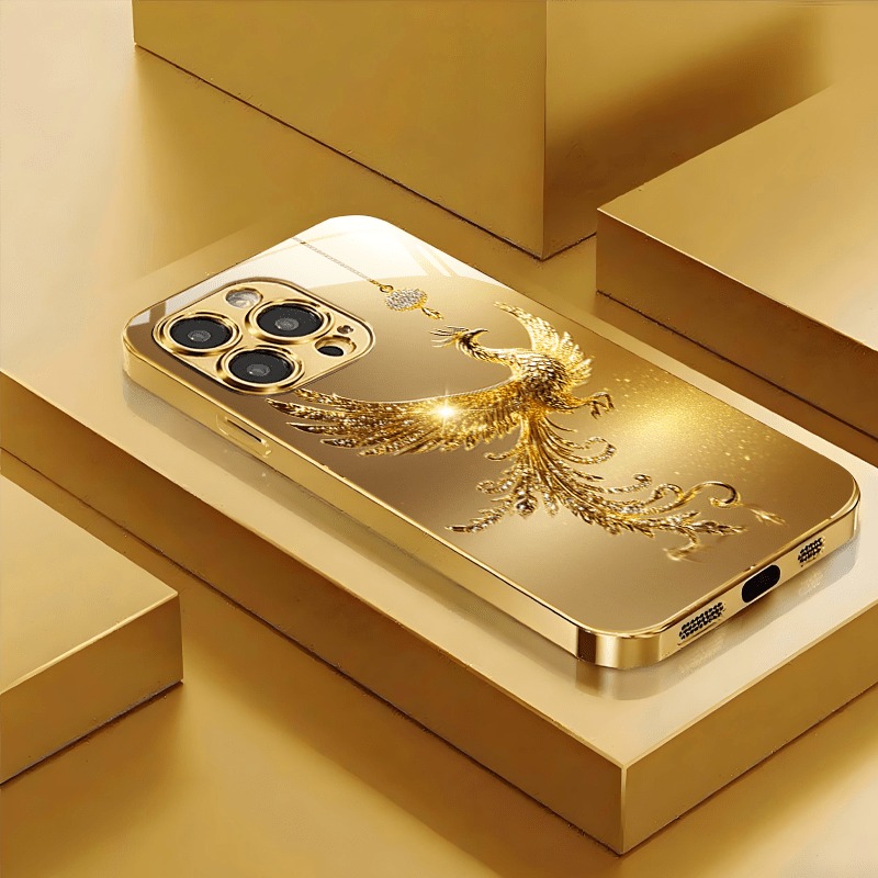Phone Accessories Wholesale - Diamant Gouden Phoenix Patroon Goud Metallic